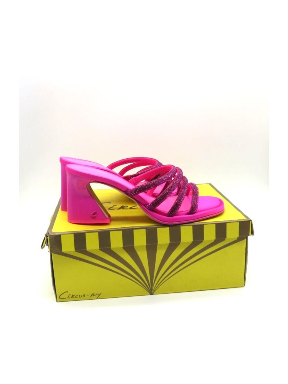 Circus By Sam Edelman Heddie Pink Punch Strappy Block Heel Sandals 7.5 M NEW